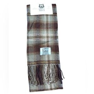 WILDCAT HAVEN SCARF 100% LAMBS WOOL MADE IN SCOTLAND BROWN PLAID